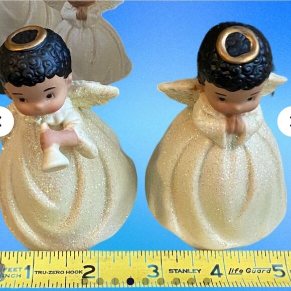 Vintage Set of 2 Giftco Inc African American Angel Bells Figurines Ceramic 3.5” - Picture 2 of 7